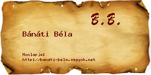 Bánáti Béla névjegykártya